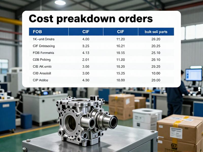 Cost breakdown chart for 1K-unit fuel pump orders