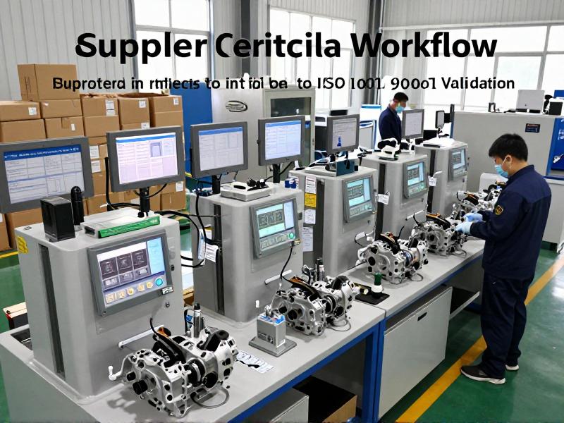 Supplier certification workflow showing ISO 9001 validation steps